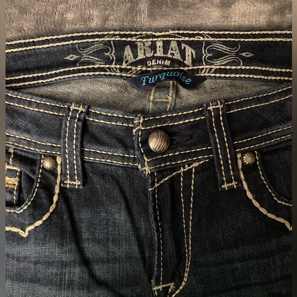 022 Ariat Denim Turquoise Embroidered Jeans Size 29 - Picture 3 of 10